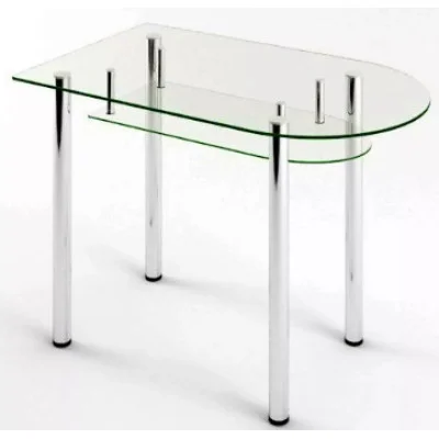 Glass dining table D-10-3 with tempered glass and chrome legs